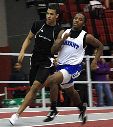 Dillon Winfrey, right, competes with a runner from Bentonville. (PHoto courtesy of Carla Thomas)