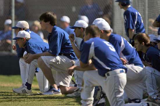 The Bryant bench watches the action intently during a key point in Saturday's game. (Photo by Rick Nation)