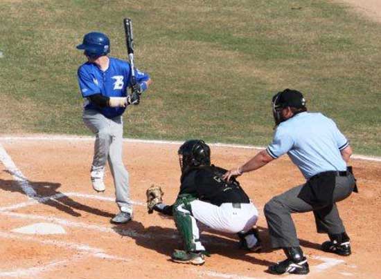 Bryant's Jordan Taylor awaits a pitch.