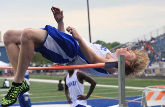 Troy Smith competes in the high jump Thursday at Conway. (Photo courtesy of Carla Thomas)
