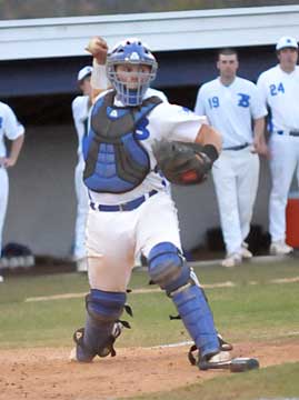 Hayden Lessenberry fired to first. (Photo by Kevin Nagle)