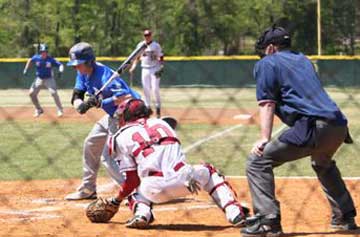 Jordan Taylor, who walked three times and had two hits, watches pitch go outside and low. (Photo courtesy of Phil Pickett)