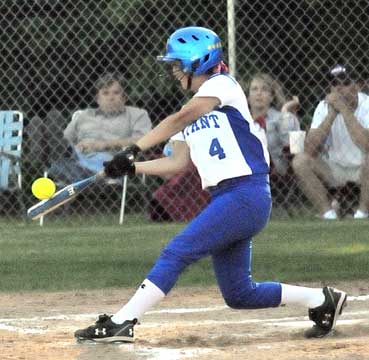 Carly Yazza makes contact. (Photo by Kevin Nagle)