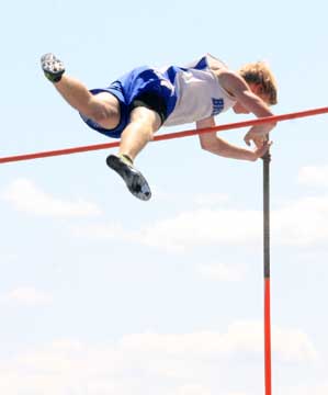 Troy Smith clears the bar in the pole vault. (Photo courtesy of Carla Thomas)