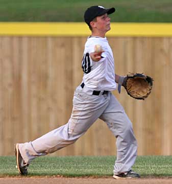 Second baseman Korey Thompson fires to first. (Photo by Rick Nation)