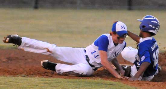 Clifton Hampton slides into second safely. (Photo by Ron Boyd)