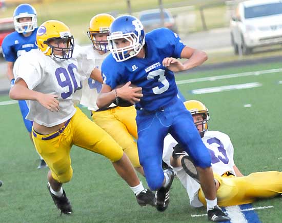 Devon Sears (3) caught a touchdown pass in Monday's game. (Photo by Kevin Nagle)