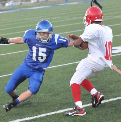 Clark Garland (15) for the defense. (Photo by Kevin Nagle)