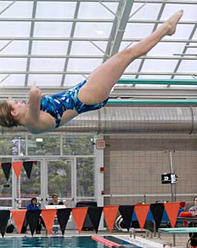 Alise Heavrin finished second in the one-meter dive. (Photo by DeDe Gillespie)