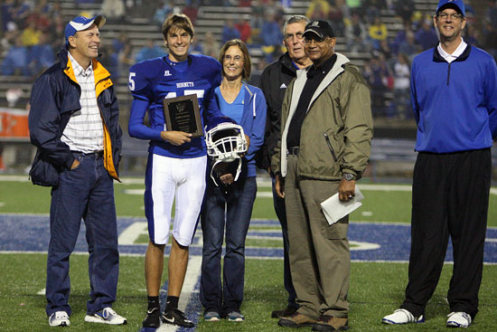 Josh Lowery is presented with a plaque from Sykes supported by his parents, grandfather and BHS principal Jay Pickering. (Photo by Rick Nation)