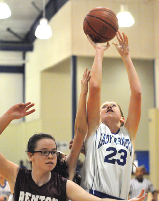 Kendal Rogers (23) led Bryant Blue in scoring with 8 points. (Photo by Kevin Nagle)