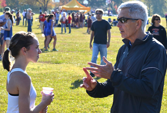 Sidney Wilson visits with Coach Danny Westbrook after winning the individual championship on Saturday. (Photo courtesy of Lloyd Wilson)