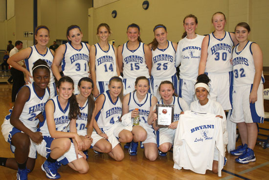 The Bryant Lady Hornets freshman team collected the runner-up trophy for the Bryant Invitational Thursday night. (Photo by Rick Nation)