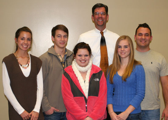 Pictured are, from left, Shelby Gartrell, Skyler McKissock, Elizabeth Morris, Bryant High School principal Jay Pickering, Kelsey Rivers and Ross Grant.