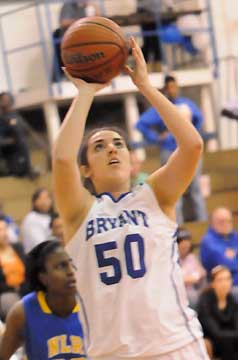 Bryant's Whitney Meyer (50) puts up a shot. (Photo by Kevin Nagle)