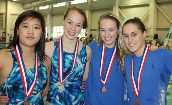 The Bryant Lady Hornets' relay team of, from left, Jinson Kang, Lindsey Butler, Amanda Butler and Emily Dabbs. (Photo courtesy of DeDe Gillespie)