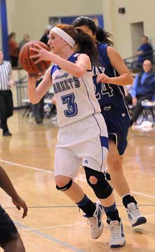 Nikki Clay (3) gathers to take a shot. (Photo by Kevin Nagle)