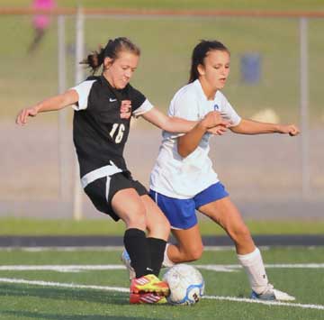 Bryant's Katie Barrington, right. (Photo by Kevin Nagle)