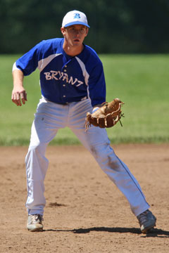 Jordan Taylor sets up defensively at third base. (Photo by Rick Nation)