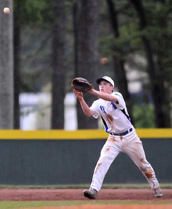 Trevor Ezell sets to catch a soft liner at third. (Photo by Kevin Nagle)