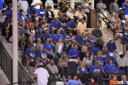 Bryant fans packed the grandstands at DeJanis Memorial Field. (Photo by Kevin Nagle)