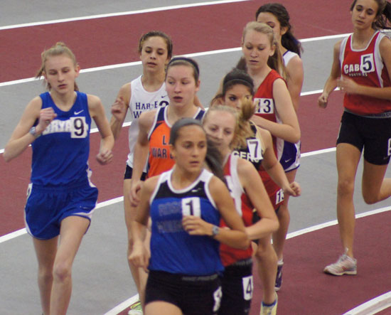 Bryant's Hannah Raney (9) broke an school mark in the 3200 that was set in 1994.