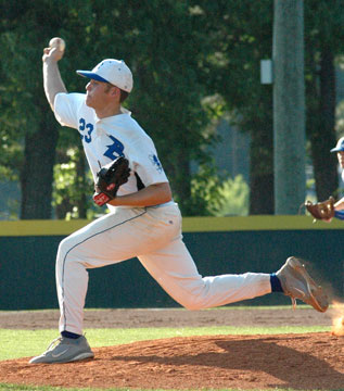 Tryce Schalchlin delivers a pitch. (Photo by Kevin Nagle)