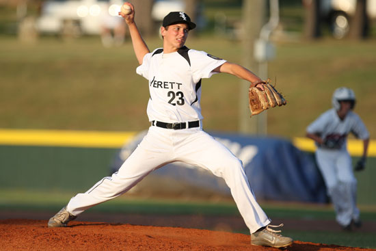 Devin Dupree finished off the Everett Black Sox' win over Benton Sport Shop with two innings of shutout relief. (Photo by Rick Nation)