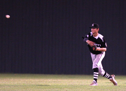 Chase Tucker returns the ball to the infield after catching a fly in center. (Photo by Rick Nation)