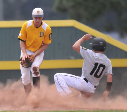 Drew Tipton (10) slides safely into second. (Photo by Kevin Nagle)