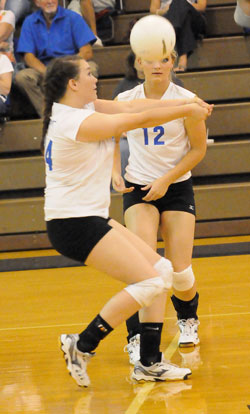 Brooke Howell controls the ball in front of teammate McKenzie Rice. (Photo by Kevin Nagle)