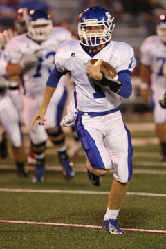 Austin Powell turns uphill after a reception. (Photo by Rick Nation)