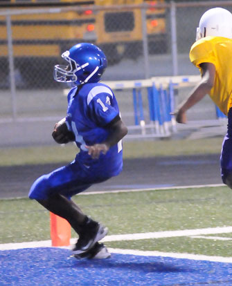 Diante Woodson crosses the goal line on his 6-yard touchdown run in the first quarter. (Photo by Kevin Nagle)