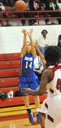 Peyton Weaver releases a 3-point shot. (Photo by Kevin Nagle)