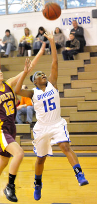 Jayla Anderson goes up for a shot. (Photo by Kevin Nagle)