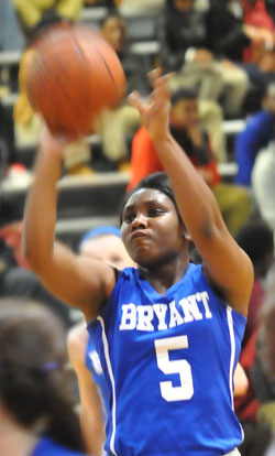 Dezerea Duckworth scored 7 of her 9 points during the Bryant Lady Hornets' comeback. (Photo by Kevin Nagle)