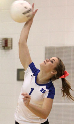 Madison Greeno serves during Thursday's match. (Photo by Rick Nation)