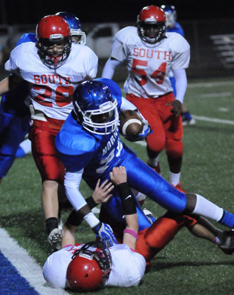 Bryant's DeAmonte Terry powers into the end zone on a two-point conversion. (Photo by Kevin Nagle)