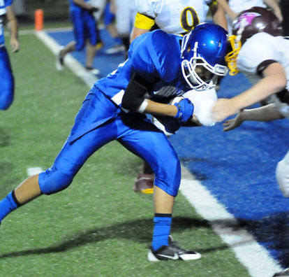 Jalen Hernandez powers in on a two-point conversion. (Photo by Kevin Nagle)