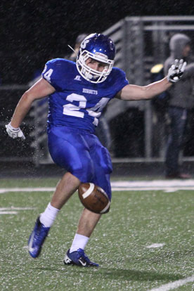 Bryce Denker's punts included a 60-yarder Friday night. (Photo by Rick Nation)