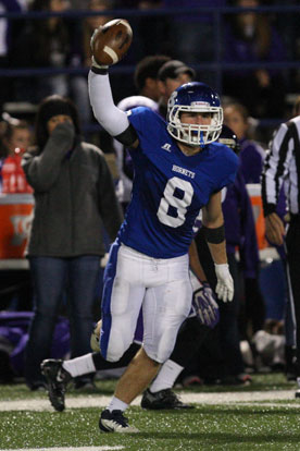 Davis Nossaman celebrates one of his two interceptions. (Photo by Rick Nation)