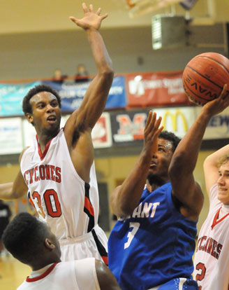 Bryant's C.J. Rainey goes up for a shot off a drive into the lane. (Photo by Kevin Nagle)