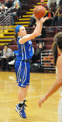 Logan Davis was 4 of 7 from 3-point range. (Photo by Kevin Nagle)