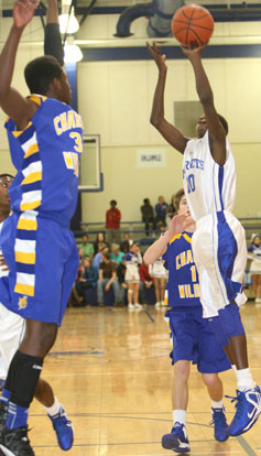 Kevin Hunt launches a shot in the lane. (Photo by Rick Nation)