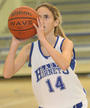 Anna Lowery eyes the basket on a free throw attempt. (Photo by Rick Nation)