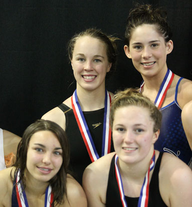 200 relay team Lindsey Butler, Kalee Jackson, Katie Higgs and Reagan Smith.