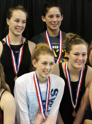 200 relay team Lindsey Butler, Katie Higgs, Kalee Jackson and Libby Thompson.