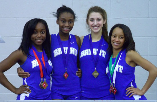 The 4x400 meter relay team of Alexis Royal, Fenice Boone, Leah Ward and Melinda Murdock