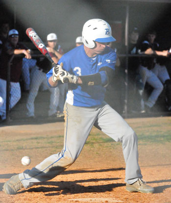 Tyler Green, shown here taking a pitch in the dirt, belted a solo homer in the top of the fifth. (Photo by Kevin Nagle)