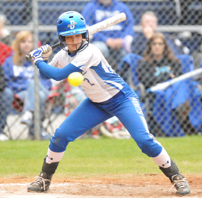 Shayla McKissock watches a pitch go by. (Photo by Kevin Nagle)